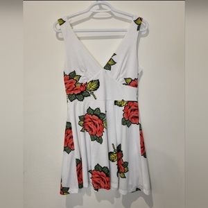 ASOS white floral skater dress size M